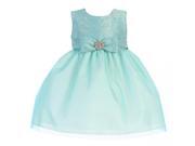 Crayon Kids Baby Girls Turquoise Embroidered Flower Adorned Easter Dress 24M