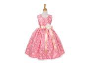 Cinderella Couture Big Girls Coral Lace Peach Sash Sleeveless Dress 8