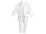 Angels Garment Baby Boys White 5 pcs Gold Embroidered Tuxedo 6 12M