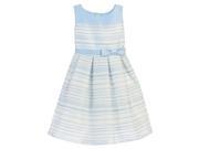 Sweet Kids Big Girls Light Blue Striped Woven Satin Easter Dress 8