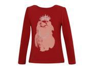 Richie House Little Girls Red Cat Print Knit Long Sleeve Pullover 2