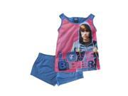 Justine Bieber Little Girls Pink Blue Singer Print Shorts 2 Pc Pajama Set 6