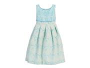 Angels Garment Big Girls Turquoise Jacquard Box Pleats Easter Dress 8