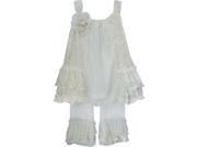 Isobella Chloe Little Girls Ivory Parisian Chic Two Piece Pant Outfit Set 5