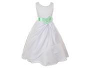 Little Girls White Mint Bridal Dull Satin Sequin Flowers Occasion Dress 4