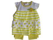 Weeplay Baby Girls Yellow White Striped Dotted Flower 2 Pc Pants Set 12M
