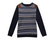 Richie House Little Boys Blue Knit Sleeve Motif Patterned Sweater 4 5