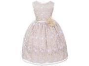 Kids Dream Big Girls Ivory Champagne Lace Flower Special Occasion Dress 12