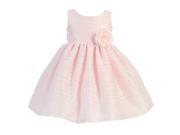 Lito Little Girls Pink Sleeveless Striped Organza Easter Flower Girl Dress 4T