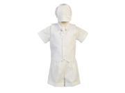 Lito Baby Boys White Poly Cotton Vest Hat Shorts Christening Outfit Set 0 3M