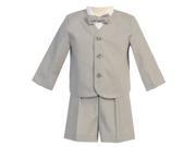 Lito Little Boys Light Gray Eton Short Formal Ring Bearer Easter Suit 2T