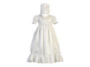 Lito Baby Girls White Taffeta Lace Accent Dress Bonnet Baptism Set 0 3M