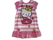 Hello Kitty Big Girls Pink Princess Print Trimmed Sleep Dress 10