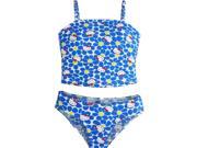 Hello Kitty Little Girls Blue White Flowers Two Piece Tankini Swimsuit 5 6