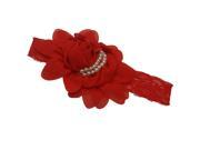Reflectionz Girls Red Pearl Lace Bow Attached Flowery Stretchy Headband