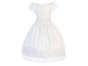 Lito Big Girls White Embroidered Organza Tea Length Communion Dress 7