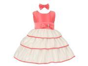 Little Girls Coral Bow Rhinestone Headband Special Occasion Dress 4T