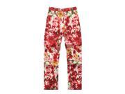 Richie House Little Girls Red Flower Printed Zip Fly Snap Closure Trousers 5 6