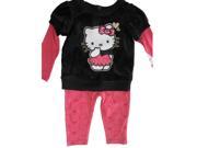 Hello Kitty Baby Girls Black Pink Sparkly Applique Dress 12M