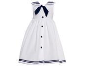 Good Lad Little Girls White Anchor Button Stripe Navy Bow Sailor Dress 6
