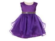 Baby Girls Purple Organza Taffeta Rhinestone Cascade Occasion Dress 18M