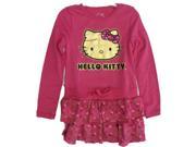 Hello Kitty Little Girls Fuchsia Glittery Kitty Face Layered Dress 6
