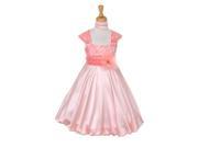 Little Girls Peach Charmeuse Satin Lace Flower Girl Easter Dress 4