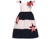 Good Lad Little Girls Navy White Star Applique Bow Patriotic Dress 6