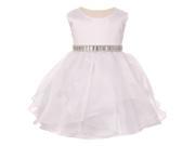 Baby Girls White Organza Taffeta Rhinestone Cascade Occasion Dress 24M