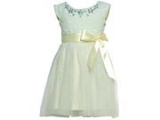 Little Girls Mint Glitter Bejeweled Neckline Ribbon Adorned Easter Dress 5