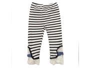 Richie House Little Girls Black White Knit Striped Lace Bottom Pants 2 3