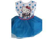 Hello Kitty Little Girls White Blue Star Print Sequin Applique Dress 6X