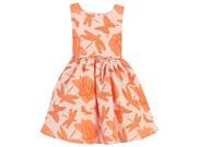 Sweet Kids Little Girls Orange Garden Embroidered Jacquard Easter Dress 2T