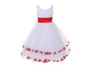 Big Girls White Red Petals Sash Tulle Layers Flower Girl Easter Dress 10