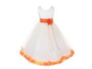 Kids Dream Little Girls White Satin Orange Petal Sash Flower Girl Dress 6