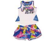 Little Girls White Blue Indian Elephant Print Tank Top Shorts 2 Pc Outfit 4