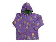 Little Girls Purple Owls Rain Coat 3T