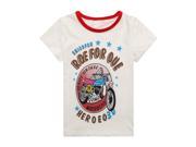 Richie House Little Boys White Venice Vintage Motorcycle Printed Tee 6 7