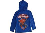 Marvel Big Boys Royal Blue Spiderman Superhero Print Hooded Shirt 8