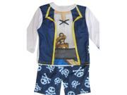 Jake the Pirate Baby Boys White Navy Blue Cartoon Inspired 2 Pc Pajama Set 12M