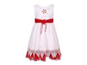 Richie House Little Girls Red White Flower Sash Bridal Party Dress 4