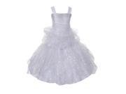 Little Girls White Rhinestone Star Organza Pick Up Flower Girl Dress 2T