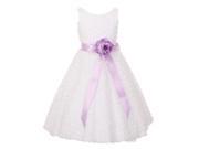 Little Girls White Lilac Sash Sleeveless Rosette Special Occasion Dress 4