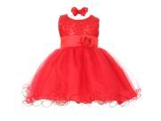 Little Girls Red Sequin Tulle Ballerina Flower Girl Headband Dress 2T