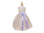 Cinderella Couture Little Girls Champagne Lace Lavender Sash Sleeveless Dress 2