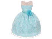 Kids Dream Little Girls Ivory Aqua Lace Flower Special Occasion Dress 6