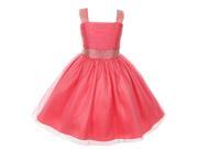 Cinderella Couture Little Girls Coral Rhinestone Ruched Sleeveless Dress 4