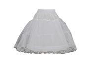 Big Girls White Wired Layered Lace Mesh Adjustable Waist Petticoat 8
