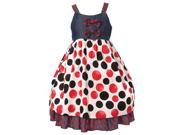 Richie House Little Girls Bold Red Black Polka Dots Bow Adorned Dress 2 3
