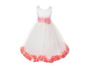 Kids Dream Big Girls White Satin Coral Petal Sash Flower Girl Dress 10